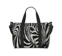 Tcoay Borsa da spiaggia per donna con stampa zebrata in bianco e nero - Borsa da viaggio a mano e a tracolla riutilizzabile