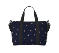 Tcoay Borsa da spiaggia per donna con stelle glitterate rosa, blu scuro e oro rosa - Borse da viaggio e tracolla riutilizzabili