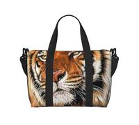 Tcoay Borsa da spiaggia per donna con tigre carina - Borsa da viaggio a mano e a tracolla riutilizzabile