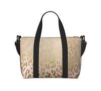 Tcoay Borsa da spiaggia per donna, in pelle di leopardo, in acciaio metallizzato oro rosa, riutilizzabile, da viaggio e da spalla