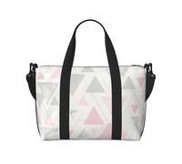 Tcoay Borsa da spiaggia per donna, motivo geometrico triangolare, rosa, grigio, argento, marmo, riutilizzabile, da viaggio, a mano, a tracolla