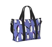 Tcoay Borsa da spiaggia per donna, motivo: pinguino viola, riutilizzabile, da viaggio e a tracolla