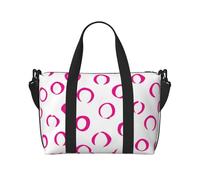 Tcoay Borsa da spiaggia per donna, rosa shocking e bianco, con pois moderni, riutilizzabile, a mano e a tracolla