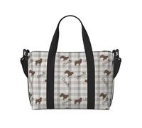 Tcoay Borsa da spiaggia Sheltie Plaid per donna - Borsa da viaggio a mano e a tracolla riutilizzabile