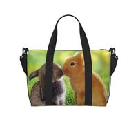 Tcoay Borsa da spiaggia stampata con coniglio e amore, per donna - Borse a tracolla da viaggio riutilizzabili