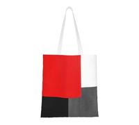 Tcoay Borsa della spesa riutilizzabile, borsa della spesa, borsa a tracolla in tela multiuso,Blocco geometrico rosso grigio nero e bianco