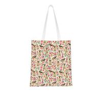 Tcoay Borsa della spesa riutilizzabile, borsa della spesa, borsa a tracolla in tela multiuso,Border Terrier Dog Vintage Florals