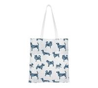 Tcoay Borsa della spesa riutilizzabile, borsa della spesa, borsa a tracolla in tela multiuso,Cane bassotto maculato blu