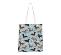 Tcoay Borsa della spesa riutilizzabile, borsa della spesa, borsa a tracolla in tela multiuso,Cani Bassotto Blu