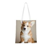 Tcoay Borsa della spesa riutilizzabile, borsa della spesa, borsa a tracolla in tela multiuso,Divertente modello di cane Corgi