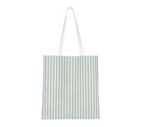 Tcoay Borsa della spesa riutilizzabile, borsa della spesa, borsa a tracolla in tela multiuso,Fodera per materasso a righe strette in verde muschio e bianco