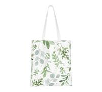 Tcoay Borsa della spesa riutilizzabile, borsa della spesa, borsa a tracolla in tela multiuso,Foglie verdi di salvia