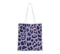 Tcoay Borsa della spesa riutilizzabile, borsa della spesa, borsa a tracolla in tela multiuso,Leopardo rosa viola