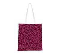 Tcoay Borsa della spesa riutilizzabile, borsa della spesa, borsa a tracolla in tela multiuso,Love Leopard Stampa leopardata in rosa acceso