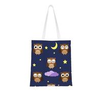 Tcoay Borsa della spesa riutilizzabile, borsa della spesa, borsa a tracolla in tela multiuso,Modello di gufo dei cartoni animati