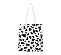 Tcoay Borsa della spesa riutilizzabile, borsa della spesa, borsa a tracolla in tela multiuso,Modello senza cuciture con cane dalmata o pelle di mucca