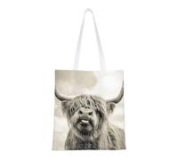 Tcoay Borsa della spesa riutilizzabile, borsa della spesa, borsa a tracolla in tela multiuso,Mucca divertente stampata