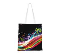 Tcoay Borsa della spesa riutilizzabile, borsa della spesa, borsa a tracolla in tela multiuso,Musica colorata
