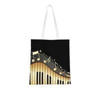Tcoay Borsa della spesa riutilizzabile, borsa della spesa, borsa a tracolla in tela multiuso,Nota musicale stampata per pianoforte