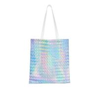 Tcoay Borsa della spesa riutilizzabile, borsa della spesa, borsa a tracolla in tela multiuso,Ologramma colorato arcobaleno olografico