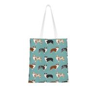 Tcoay Borsa della spesa riutilizzabile, borsa della spesa, borsa a tracolla in tela multiuso,Proprietari di Pastore Australiano Razza di Cani Cani da Pastore Carini Cani Aussie Animali