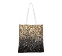 Tcoay Borsa della spesa riutilizzabile, borsa della spesa, borsa a tracolla in tela multiuso,Puntini neri e glitter dorati