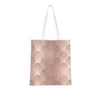 Tcoay Borsa della spesa riutilizzabile, borsa della spesa, borsa a tracolla in tela multiuso,Rosa, grigio rame, conchiglie art déco, squame
