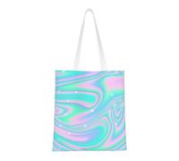 Tcoay Borsa della spesa riutilizzabile, borsa della spesa, borsa a tracolla in tela multiuso,Sfondo astratto olografico in neon pastello