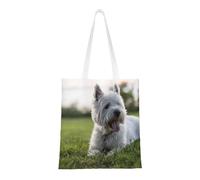 Tcoay Borsa della spesa riutilizzabile, borsa della spesa, borsa a tracolla in tela multiuso,Westie Lawn West Highland White Terrier Cani