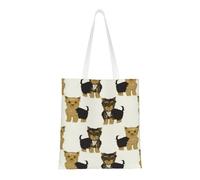 Tcoay Borsa della spesa riutilizzabile, borsa della spesa, borsa a tracolla in tela multiuso,Yorkshire Terrier, simpatico cane da compagnia Yorkie