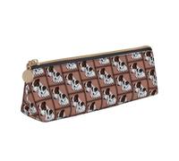 Tcoay Cane Jack Russell Terrier, Astuccio portamatite triangolare portatile con cerniera, in PVC e similpelle, ideale per adolescenti e adulti.