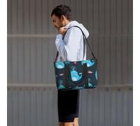 Tcoay Carine balene e pesci, borsa da spiaggia per donna - borse da viaggio a mano e a tracolla riutilizzabili