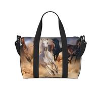 Tcoay Cavallo selvaggio che corre contro la tempesta di sabbia, borsa da spiaggia per donna - borse da viaggio a mano e a tracolla riutilizzabili