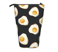 Tcoay Cibo Uova fritte Scuro, Portapenne in piedi Borsa per cancelleria Astuccio per matite Organizer Astuccio telescopico