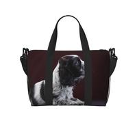 Tcoay Cucciolo di Cocker Spaniel Spaniel bianco e nero, borsa da spiaggia per donna - borse da viaggio a mano e a tracolla riutilizzabili
