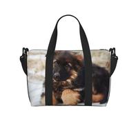 Tcoay Cucciolo di pastore tedesco, borsa da spiaggia per donna - borse da viaggio a mano e a tracolla riutilizzabili