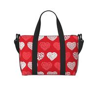 Tcoay Cuori e amore rossi e bianchi, borsa da spiaggia per donna - borse da viaggio a mano e a tracolla riutilizzabili