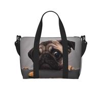 Tcoay Divertente cane avido carlino, borsa da spiaggia per donna - borse da viaggio a mano e a tracolla riutilizzabili