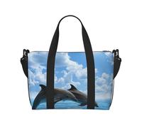 Tcoay Due delfini, borsa da spiaggia per donna - borse da viaggio a mano e a tracolla riutilizzabili