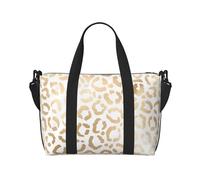 Tcoay Elegante borsa da spiaggia per donna con stampa leopardata e ghepardo, in oro bianco - Borse da viaggio e tracolla riutilizzabili