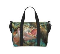 Tcoay Feste stampate con pesci, borsa da spiaggia per donna - borse da viaggio a mano e a tracolla riutilizzabili