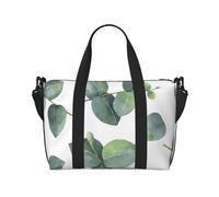 Tcoay Foglie verdi bianche, borsa da spiaggia per donna - borse da viaggio a mano e a tracolla riutilizzabili