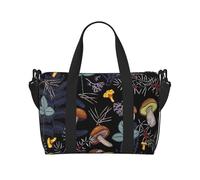 Tcoay Funghi della foresta selvaggia scura, borsa da spiaggia per donna - borse da viaggio a mano e a tracolla riutilizzabili