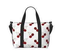 Tcoay Graziosa borsa da spiaggia con motivo a ciliegia per donna, borsa da viaggio a mano e a tracolla riutilizzabile