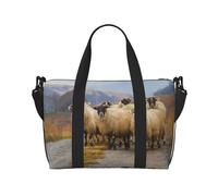Tcoay Gregge di pecore scozzesi dal muso nero, borsa da spiaggia per donna, borse da viaggio a mano e a tracolla riutilizzabili