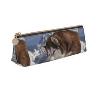 Tcoay Malamute dell'Alaska, Astuccio portamatite triangolare portatile con cerniera, in PVC e similpelle, ideale per adolescenti e adulti.