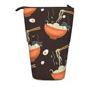 Tcoay Modello di zuppa di noodle ramen, portapenne in piedi, astuccio per cancelleria, astuccio per matite, organizer telescopico