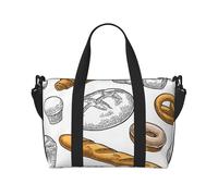 Tcoay Motivo a pane su bianco, borsa da spiaggia per donna - borse da viaggio a mano e a tracolla riutilizzabili