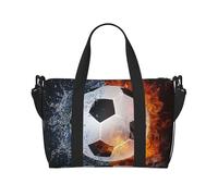 Tcoay Pallone da calcio in fiamme sull'acqua, borsa da spiaggia per donna - borse da viaggio a mano e a tracolla riutilizzabili