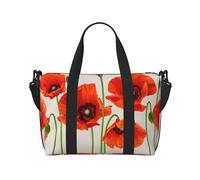 Tcoay Papaveri della stagione primaverile, fiori pastorali, botanica, borsa da spiaggia per donna - borse da viaggio a mano e a tracolla riutilizzabili
